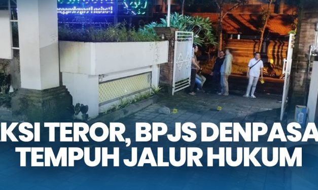 Teror OTK Di BPJS Denpasar, Spanduk Dan Batu Berserakan
