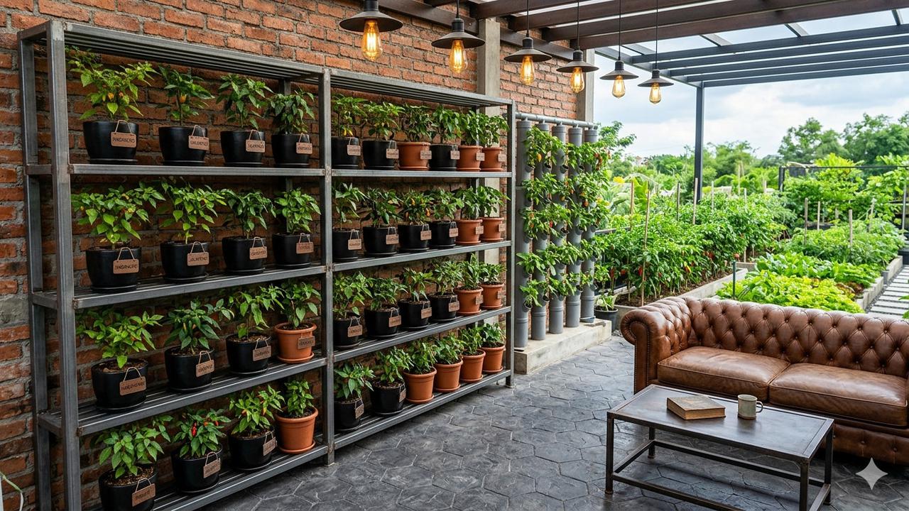 Teras Estetik Dengan Kebun